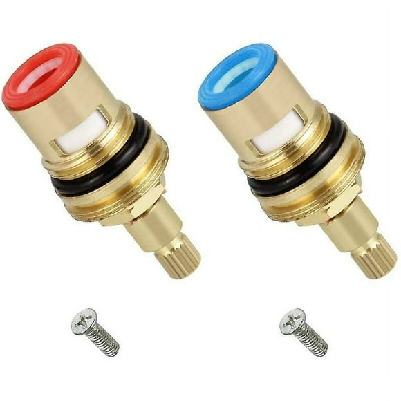 Quarter Turn Faucet Cartridge, 20 Teeth Solid Screw Included, Anticlockwise Opening Ensures Quick Repairs For Basin Faucets, 2Pcs