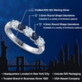 thumbnail image 2 of Gem Stone King 925 Sterling Silver Sky Blue Aquamarine and Blue Sapphire Wedding-Bands Ring for Women | 0.95 Cttw | Round 3.5MM | Gemstone March Birthstone | Size 9, 2 of 6