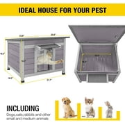 Aivituvin Cat House Waterproof Feral Kitty Shelter Outdoor Indoor Rabbit Hutch for Bunnies,Cats,Dogs and Other Small Animals,Asphalt Roof