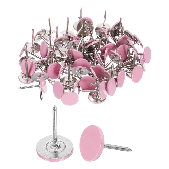 Lot de 200 Goupilles de Poussée, 11mmx17mm Tête Plate Ronde Décorative, Rose