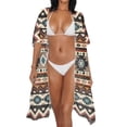 thumbnail image 2 of Xoenoiee Aztec Southwest American Tribal Pattern Women Chiffon Cardigan Kimono Robe Tops Beach Bikini Cover up Blouse Open Front Resort Wear Loose Fit Beachwear, 2 of 7