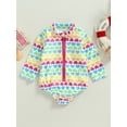 thumbnail image 2 of Suealasg Kids Girls One Piece Swimsuit 1T 2T 3T 4T 5T Little Girl Long Sleeve Zipper Romper Swimwear Child Girls Rash Guard Beach Bathing Suit, 2 of 8