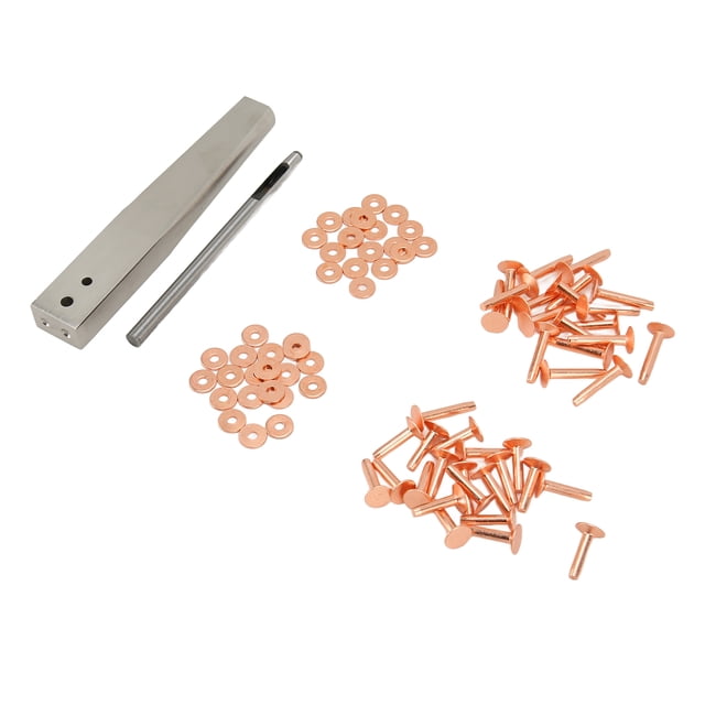 Copper Rivets Burrs Kit, Hand Made Corrosion Resistance Rust Proof Studs Copper Rivets With Setters For Clothing Style A,Style C