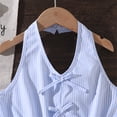 thumbnail image 5 of Gunia Kids Girl Spring Summer Outfit Bow Tie Stripes V Neck Top Shorts Two Piece Playwear Casual Clothes Breathable Clothes Set Cute Outfits For Girls 7-12 Years, 5 of 9