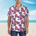 thumbnail image 2 of Xecao Peonies print Hawaiian shirt - a stylish short-sleeve button-down for men, perfect for casual beach and tropical outings., 2 of 9