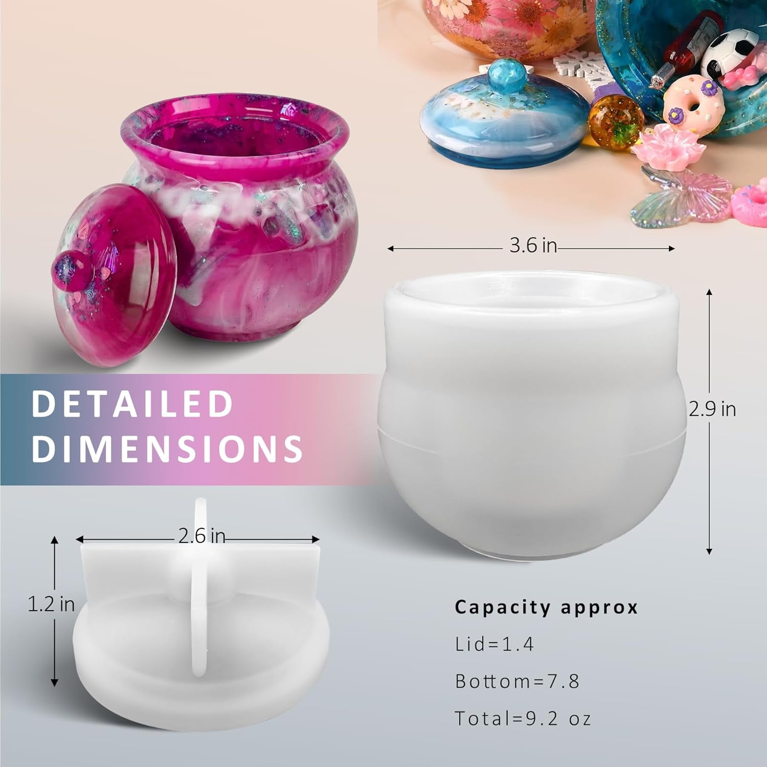 Jar Resin Molds Extra Large, Jars Silicone Molds with Lid for Epoxy Resin Casting for DIY Jewelry Storage Box, Candy Container,Candle Holder, Home Decoration (Crock Jar)