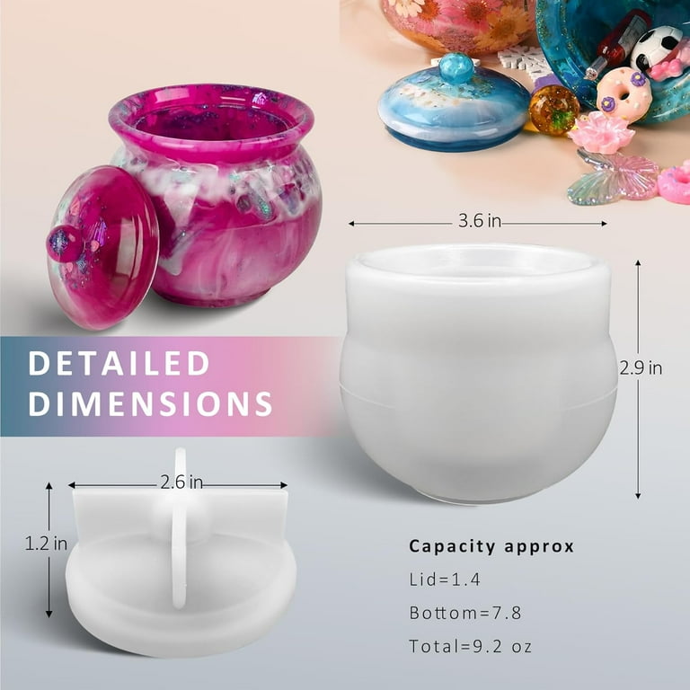 Demorex Jar Resin Molds Extra Large Silicone Mold with Lid for DIY