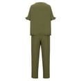 thumbnail image 7 of Women’s Solid 2 Piece Outfit Ruffle Short Sleeve Crewneck Pullover Tops and Loose Tapered Pants Lounge Sets with Pockets, 7 of 7