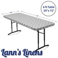 thumbnail image 6 of Lann's Linens 72'' x 30'' Fitted Vinyl Tablecloth w/ Flannel Backing, Gray Moroccan, 6 of 7