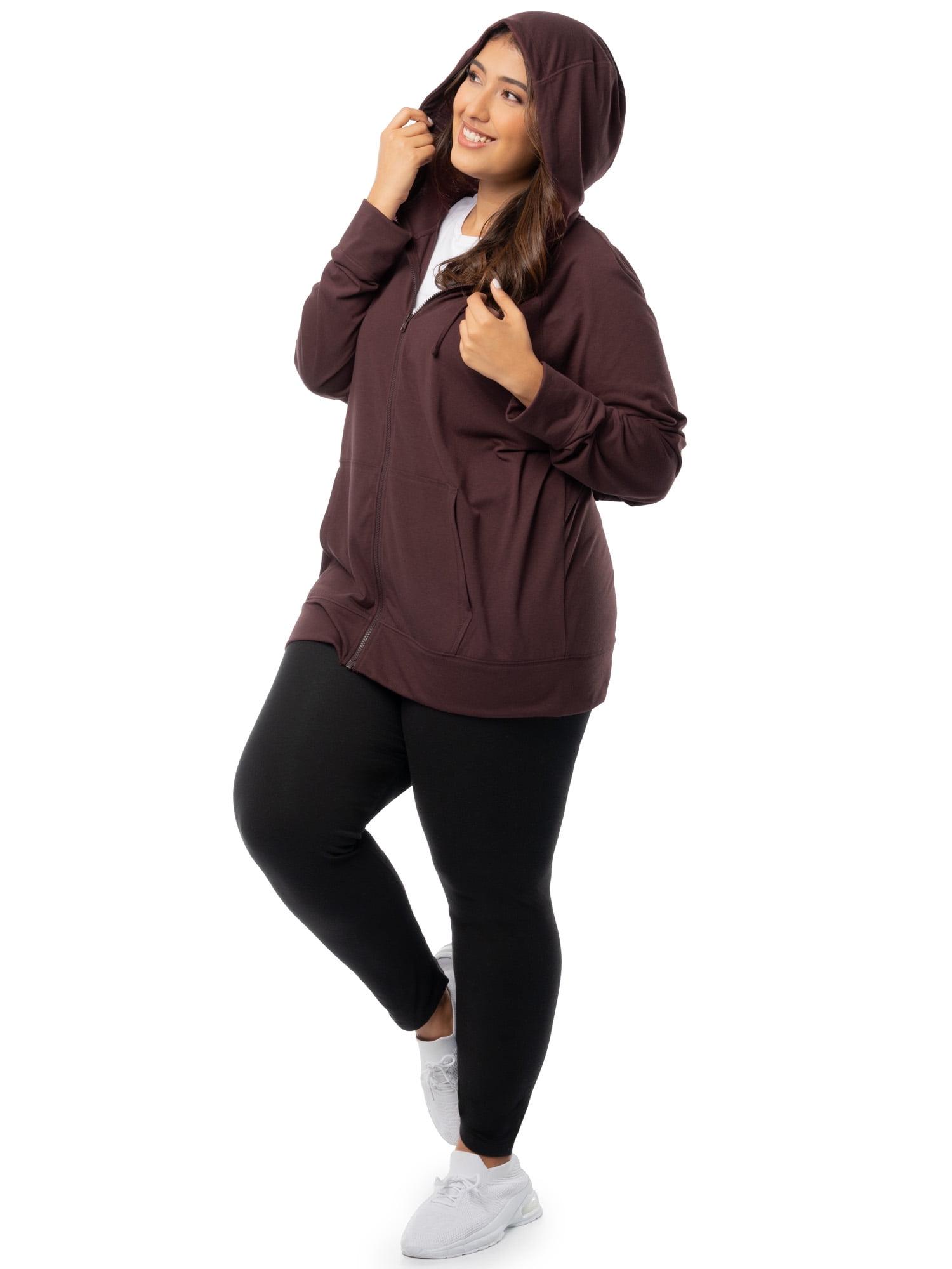 Athletic Works Women's Plus Lightweight Zip-Up Hoodie Jacket, Size 1X-5X