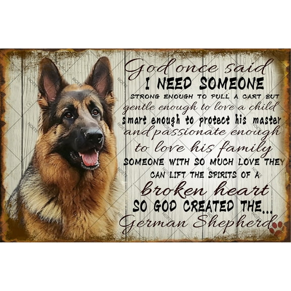 Noete German Shepherd Metal Sign 12x16 Inch, Vintage Dog Lover Wall Decor German Shepherd Tin Poster Art for Home, Living Room, Bedroom, Office, Bar & Man Cave