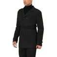 thumbnail image 4 of INSPIRE CHIC Men's Overcoat Double Breasted Notch Lapel Trench Coat with Belt Black M, 4 of 6