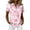 397#Pink, variant on Women's Hawaiian Summer Beach Shirt Floral Tropic Print Short Sleeve V Neck Button Up Tops Light pink L