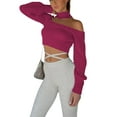 thumbnail image 4 of Liacowi Women Off Shoulder Crop Sweater Halter Neck Backless Long Sleeve Sweater Top Ribbed Knit Sexy Pullover Jumper, 4 of 9