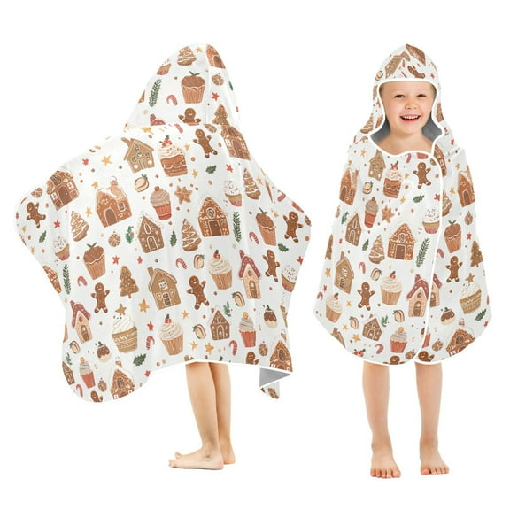 joogoo Gingerbread Christmas Cakes Kids Hooded Beach Towel Baby Bath Towel 23.5"x50"