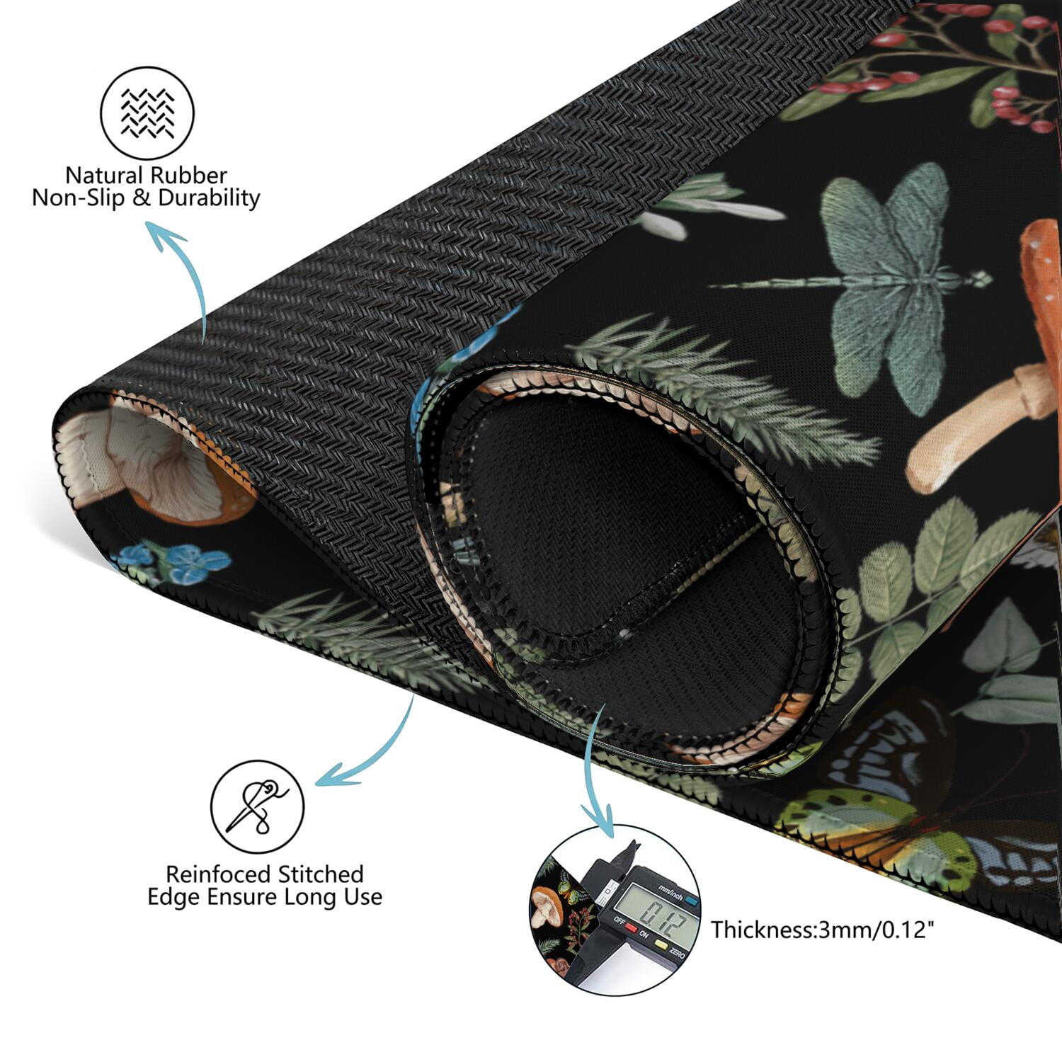 Square Plants Inspired Game Mat 31.5 Inches Crafted from High Quality Rubber Featuring Anti-Slip Backing Grip and Noise Reduction for Tiles Cards Games