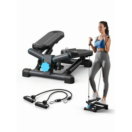 MERACH Mini Steppers For Exercise, Twist Stepper With Resistance Bands, 330LBS Capacity Stair Step Cardio Equipment For Full Body Workout