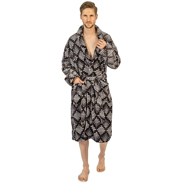 Men's Soft Plush Fleece Classic or Hooded Robe with Front Pockets