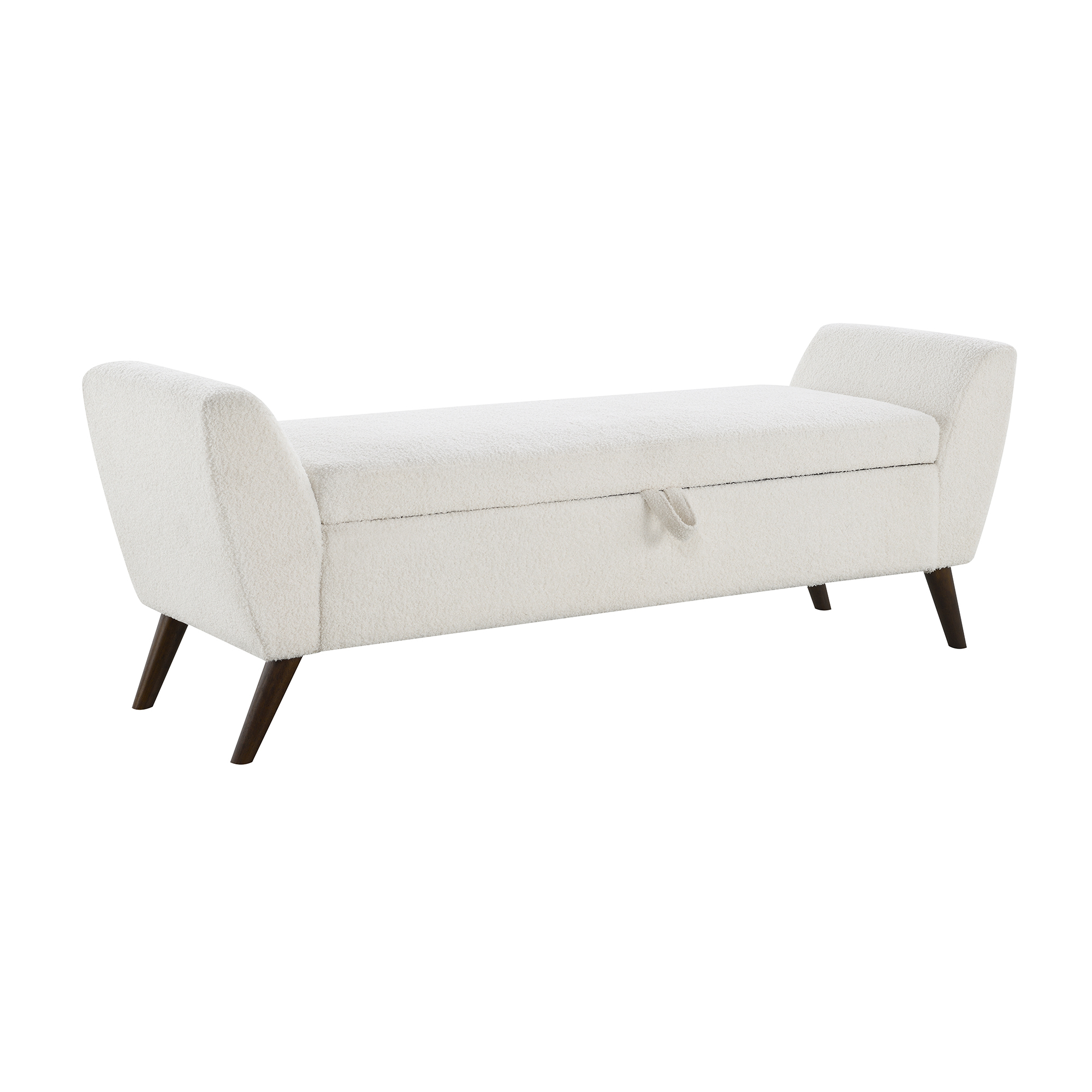 HOQBN 60" Modern Storage Bench with Mid-Centruy Wood Legs,Bench with Storage for Living Room, Bedroom Cream