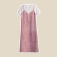 thumbnail image 3 of Robe de Maternité pour Femmes, Manches Courtes Col Rond Faux Deux Pièces, Robe Maxi Décontractée Ample Unie pour Grossesse, 3 of 6