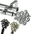 thumbnail image 1 of 13/16" Dia Adjustable 28-48 inch Double Curtain Rod with Goldie Finials - Satin Nickel,(4771-285), 1 of 3