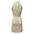 thumbnail image 4 of Dresses for Women Sequin Party Bodycon Dress Women Sleeveless Halter Neck Glitter Midi Dress Color Gold Size S, 4 of 5