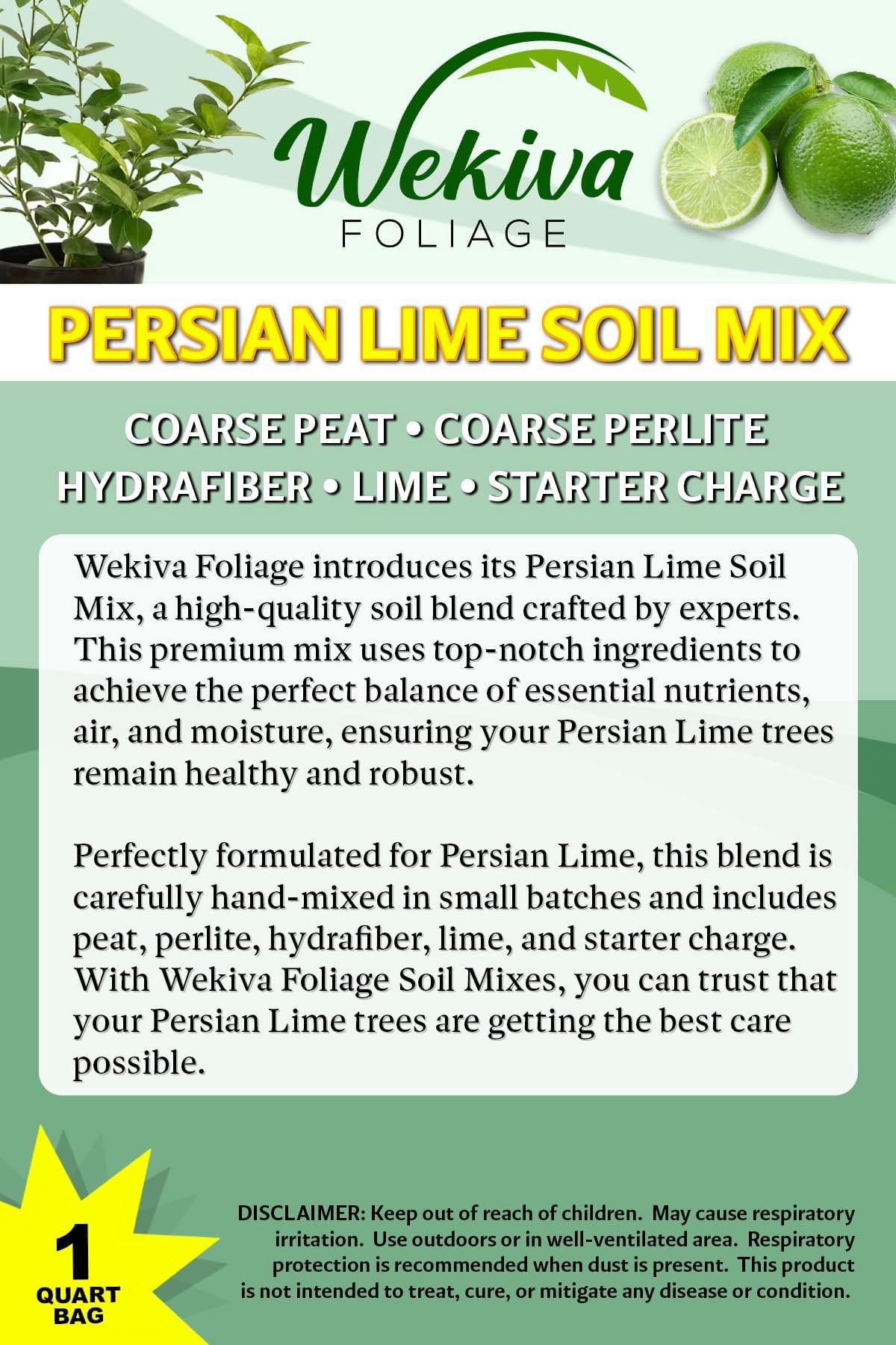 Persian Lime Tree Growing Soil Mix  3 Quarts - Custom Soil Blend  Potting Mix for Persian Lime Trees  Developed by and for Professional Nursery Growers - Nutrient-Rich Formula