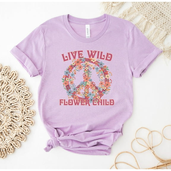 Live Free Flower Child T-shirt Wild Shirt Summer Top Hippie Gift Shirts Spirit Everyday Reading Tee Life In Full Bloom Vintage Wildflower Stay Positive