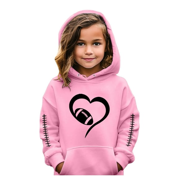 Rovga Graphic Hoodies For Girls Hoodie Long Sleeve Soft Sweatshirt Graphic Hoody Kids Cute Pullovers Top Clothes Warmth Fall Winter Clothes 2024 Pink 8-9 Years