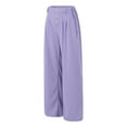 thumbnail image 6 of vigerkar Womens Casual Wide Leg Pants High Waisted Button Decor Loose Straight Long Trousers Dressy Palazzo Pant with Pockets Purple, XL, 6 of 6