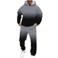 thumbnail image 2 of CharmCyan Men's Casual And Personalized Printed Long-sleeved Hooded Sweatshirt, Men's Sports Sweatshirt And Sweatpants Two-piece Set Black L, 2 of 2