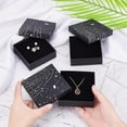 thumbnail image 3 of 15 cajas de joyería de cartón con estampado plateado, caja de regalo negra cuadrada de 9,3x9,3x3,15 cm con caja de embalaje de cartón con patrón de galaxia con esponja negra para, 3 of 5