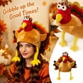 thumbnail image 2 of Stupid Plush Turkey Hat with Colorful Feathers, 3D Novelty Thanksgiving Headwear, Funny Cosplay Costume Cap for Turkey Trot & Dress Up Party, 2 of 5