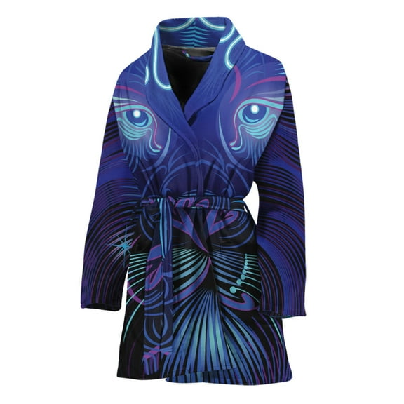 Dark Leo Zodiac Sign Women Bathrobe One Size Univeral Fits, Zodiac Horoscope Fashion Lightweight Plush Fleece Long Robe For Women
