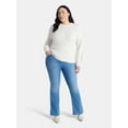 thumbnail image 2 of Terra & Sky Women’s Plus Cable Knit Sweater with Faux Pearls, Lightweight, Sizes 0X-5X, 2 of 6