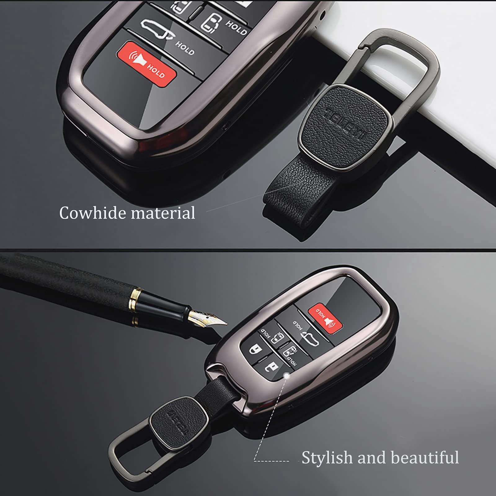 Key Fob Cover Case for Toyota Sienna 2021 Metal Smart Key Protection Holder Shell,Compatible for 2021 RAV4 Prime