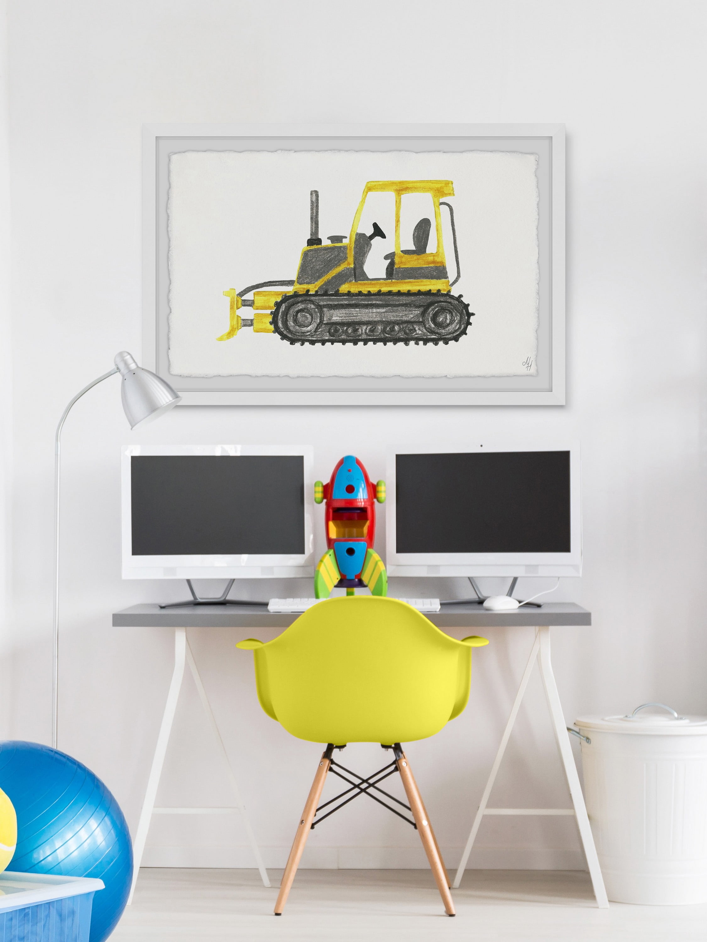 Marmont Hill Bulldozer Truck Framed Wall Art