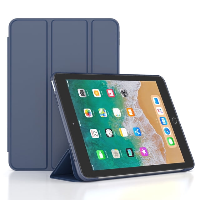 Case For iPad 9.7 2017 2018 5th 6th Gen Slim Stand Protective Tablet Cover With Soft Back Shell For iPad 5 6 9.7'' A1822 1893 Navu Blue iPad 9.7 2018 6th
