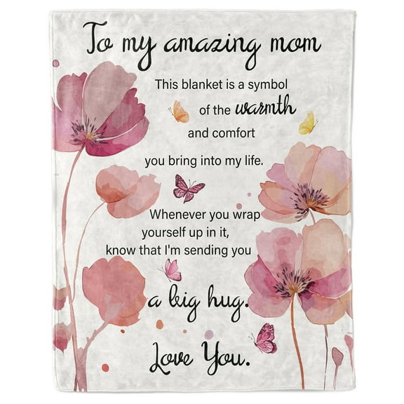 Qiushi Birthday Gifts for Mom,Thanksgiving,Christmas Gifts Ideas from Daughter or Son,To My Amazing Mom Fleece Throw Blanket 50x60"