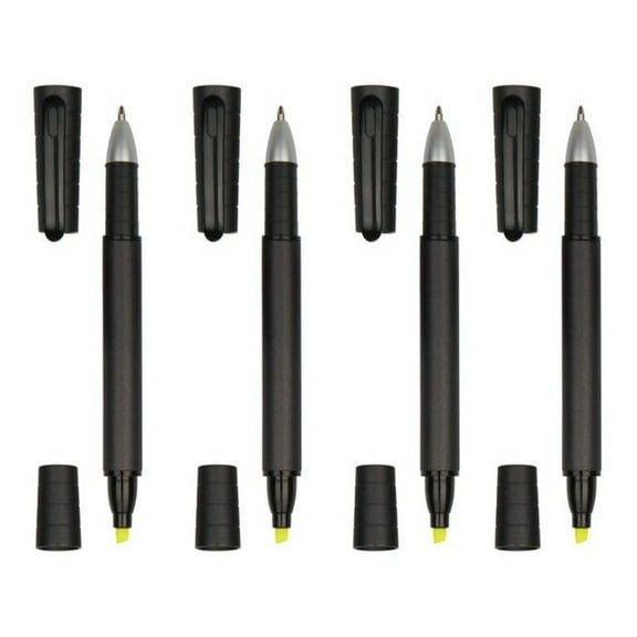 HEMLBOYW Portable 2-in-1 Marker Pen Fluorescent Yellow Chisel-tip Highlighter Gel Pen 2-in-1 Black