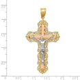 thumbnail image 2 of 14K Tri Color Solid Not engraveable Polished and satin Gold Sparkle Cut Crucifix Pendant Necklace Measures 60.6x31.5mm -, 2 of 2
