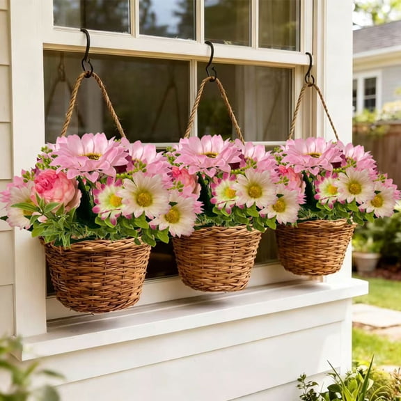 Artificial Sunflowers Bouquets, Fake Sunflower with Faux Daisy Wildflowers Plants for Home Decor Indoor Floral Arrangements Table Centerpiece Bridal Wedding Decor, Pink
