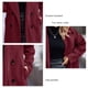 thumbnail image 5 of Abrigo de invierno para mujer, abrigo informal de color puro con doble botonadura y bolsillos laterales, color rojo vino M, 5 of 6