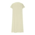 thumbnail image 5 of Kmdttou Plus Size Summer Dresses for Women 2025 Solid Color Cotton Linen Short Sleeved V-neck Dress Skirt Gift for Women on Clearance, 5 of 6