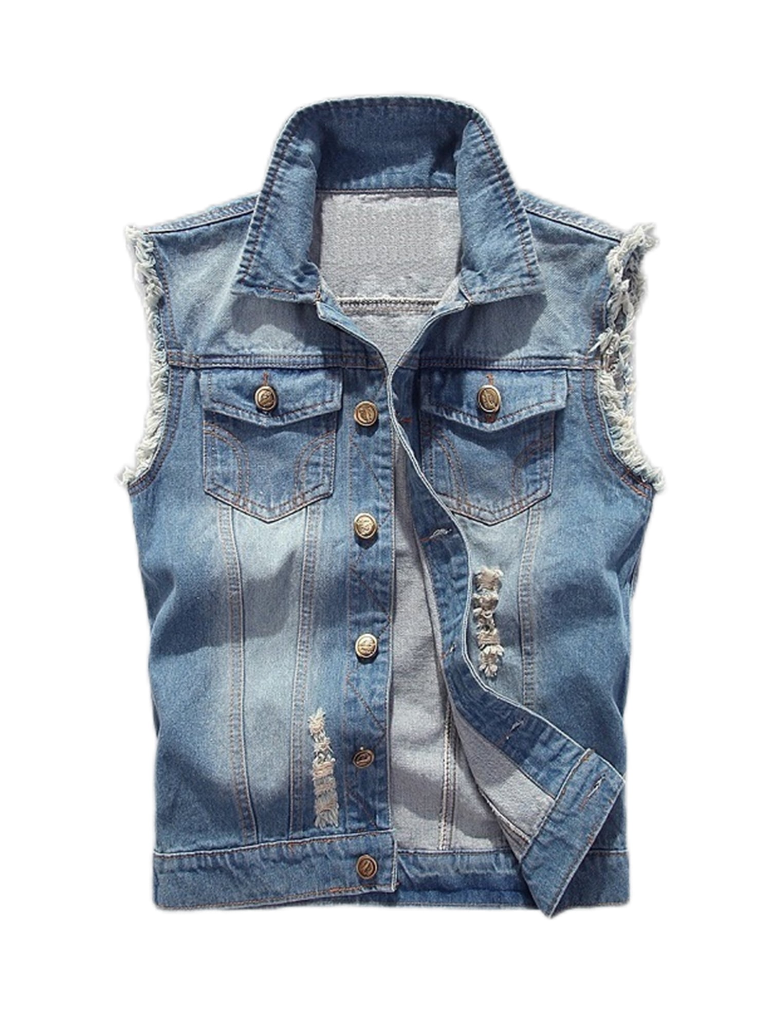 Visit our online shop Men's Casual Button Up Denim Vest Vintage ...