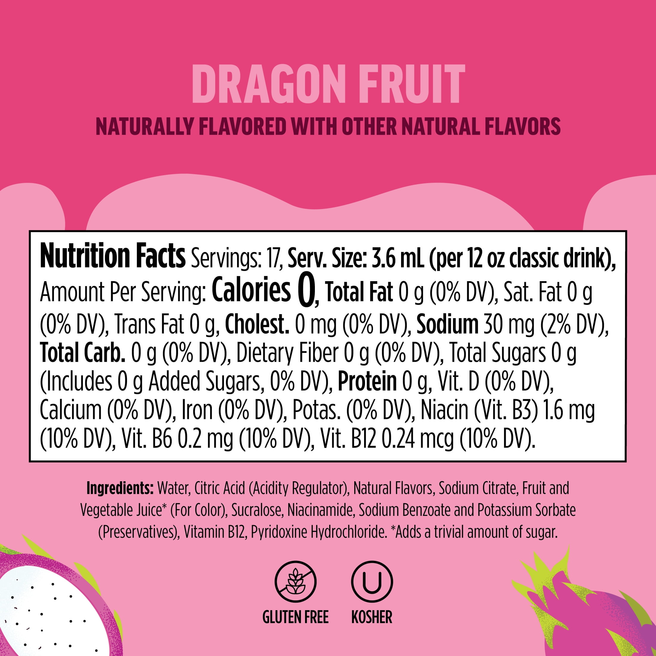 (3 pack) Ninja Thirsti FRUITI CHILL Dragon Fruit Flavored Liquid Water Drops, 1 Flavor Pod, WCFDGFT61