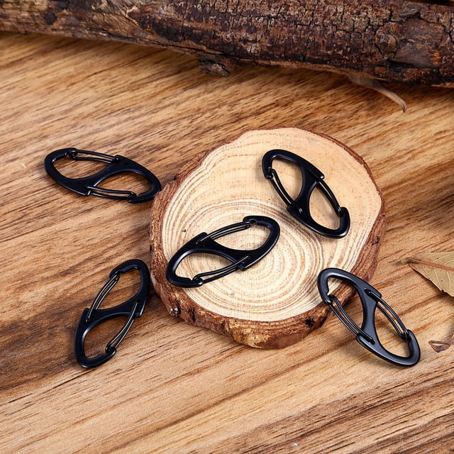 5PCS Alloy Metal, Camping Carabiner Keychain Quick Porte Clef Mousqueton Electroplate Clip Hook Release Clip Key Ringblack