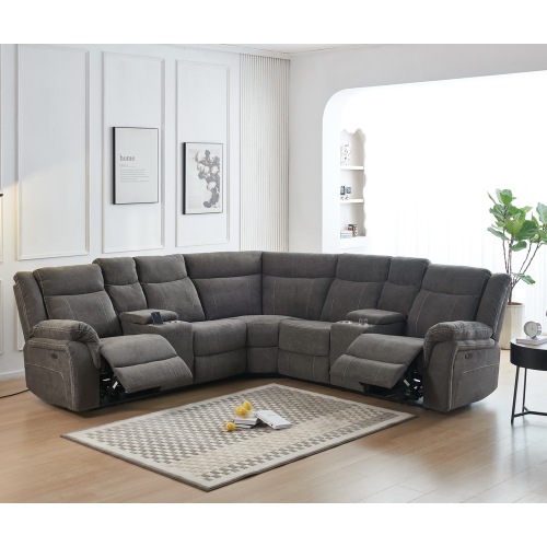 Manual Reclining Sectional Sofa Set Premium Fabric Recliner Corner