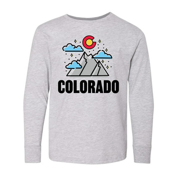 Inktastic Colorado Mountains and Clouds Long Sleeve Youth T-Shirt