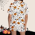 thumbnail image 6 of MVRLSH Womens Pajama Sets for Women 2 Piece Halloween Pumpkin Print Button Short Sleeve Shirt And Short Plus Size Cute wear Soft Sleepwear Lounge Set White - XL, 6 of 7
